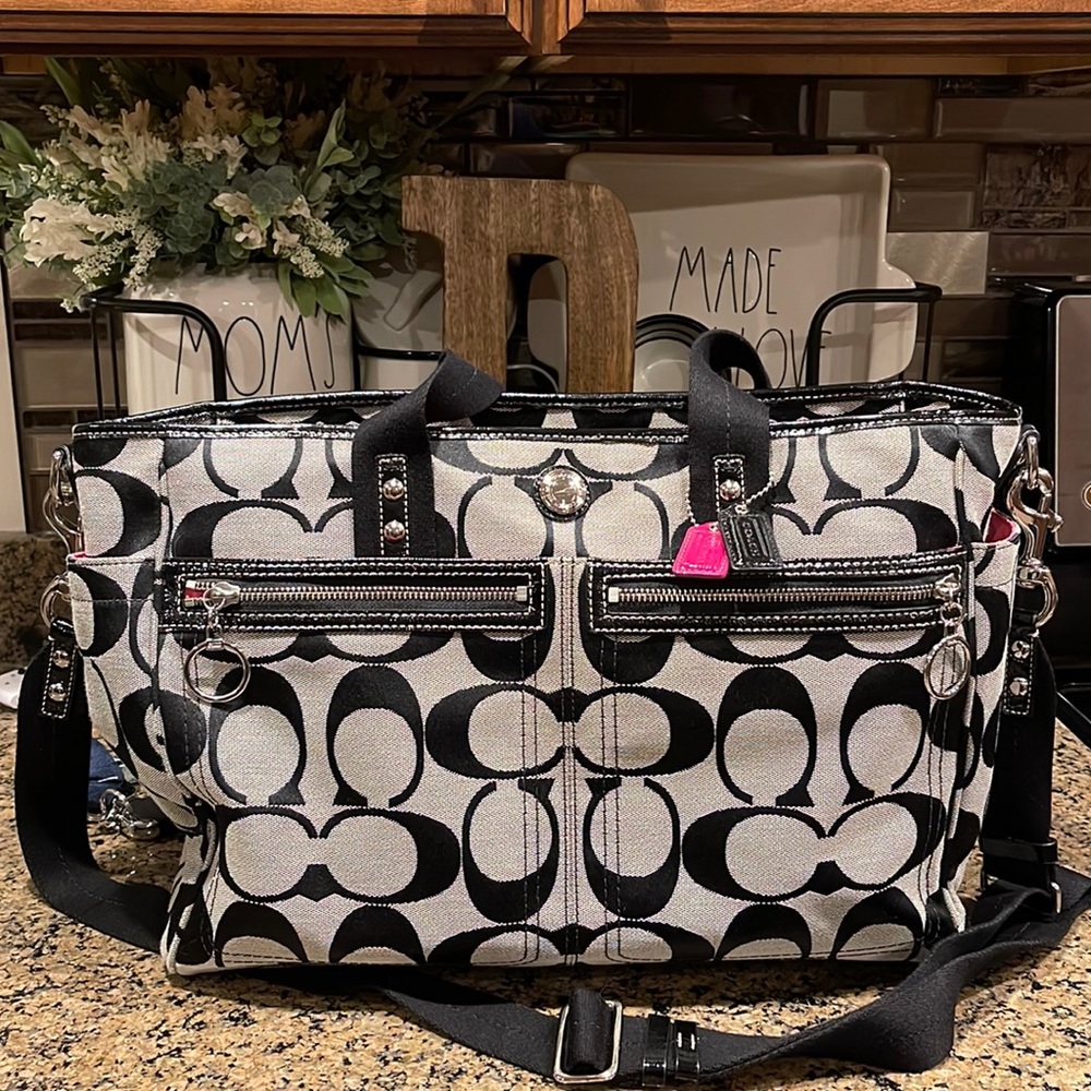 Black & Grey Coach Diaper Bag